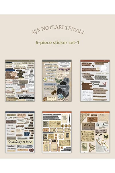 MirayDesign Set de 6 autocolante tematice Love Notes – 12x17 cm | Bullet Jour...