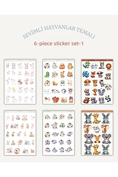 MirayDesign Set de 6 autocolante cu tematică animale drăguțe – 12x17 cm | Bul...
