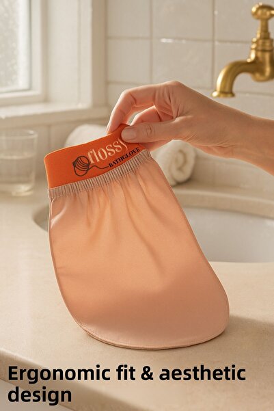 Flossy BATH GLOVE مقشر للجسم للعناية بالبشرة للحمام والدش مصنوع من الحرير بنس...