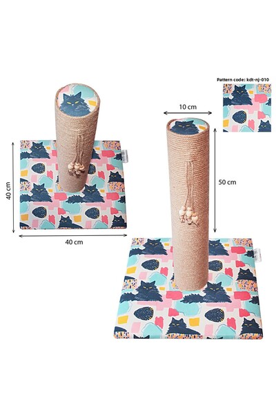 nijiartdesign 50 cm Colorful Patterned Premium Cat Scratching Board Soft Coated Floor Friendly Base with Sponge