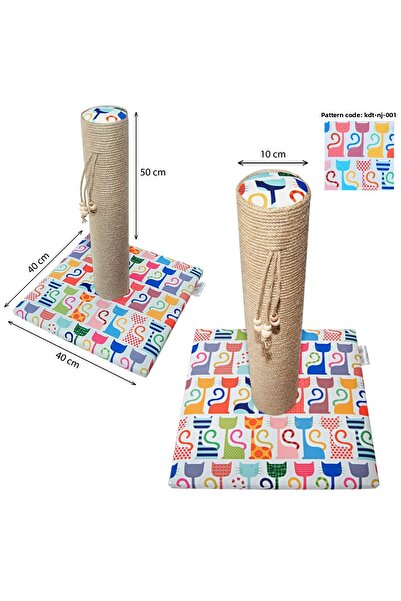 nijiartdesign 50 cm Colorful Patterned Premium Cat Scratching Board Soft Coated Floor Friendly Base with Sponge
