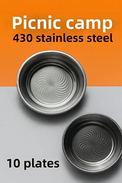 Metler 10 قطع طبق عشاء ستانلس ستيل 15 سم، طبق شوربة، طويل الأمد، للتخييم والا...