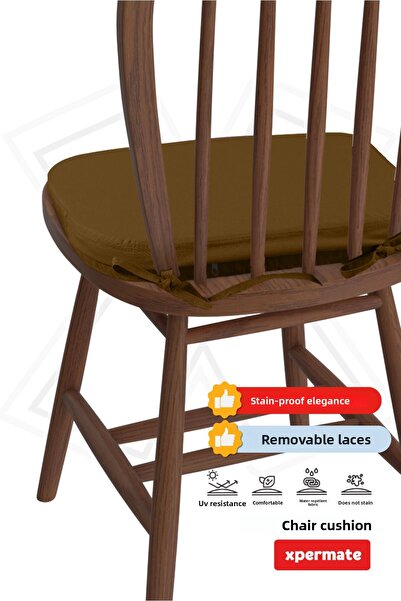 XPERMATE 2 Pack Standardfit Oval Chair Cushion with Zipper Washable Water and Oil Repellent 42X42X5 Brown