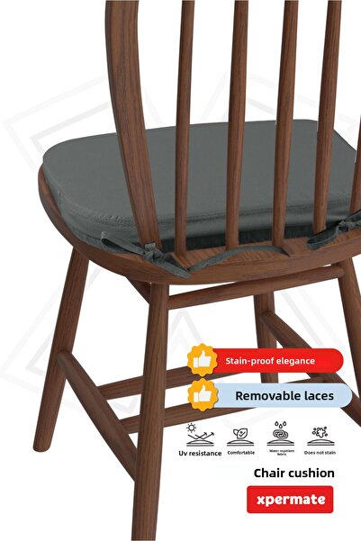 XPERMATE 2-Pack Standardfit Oval Chair Cushion Zippered Washable Laced Water and Oil Repellent 42X42X5 Gray
