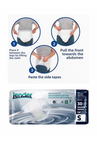 JENDER Patient Diapers with Waist Tape Small 4 Packs of 30