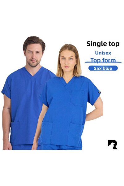 Raven Uniform Uniformă unisex material elastic pentru medic și asistentă, uniformă medicală, top chirurgical, țesătură subțire (TOP)
