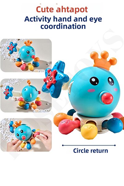 kosetoys Cute Octopus Multifunctional Montessori Baby Toy Blue