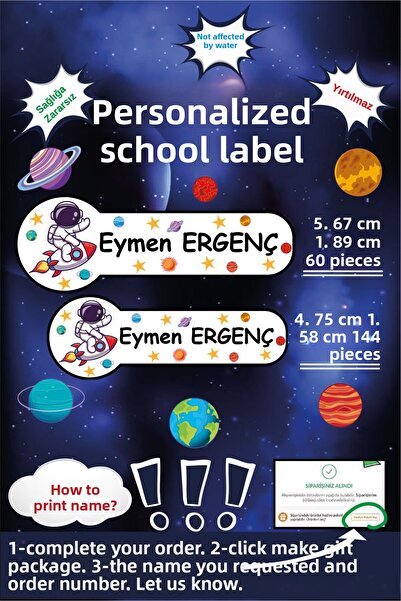 Ayza Tasarım 200 قطعة من ملصقات المدرسة مقاس 4 سم و5.5 سم - مجموعة ملصقات قاب...
