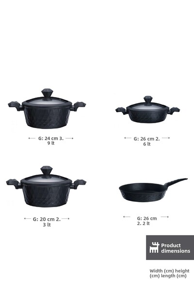 Karaca BioDiamond 7 részes edény és serpenyő készlet antibakteriális fogantyúval, indukciós alappal