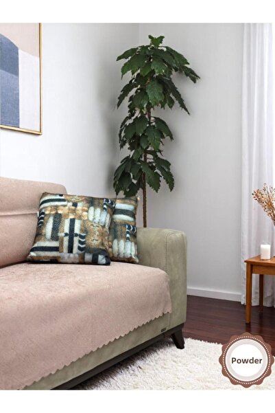 PAWN MARK COMPANY Husa de scaun și husă de canapea extensibilă anti-alunecare din chenille jacquard 175x215 cm |   Husa pentru scaun din microfibra culoare pudra