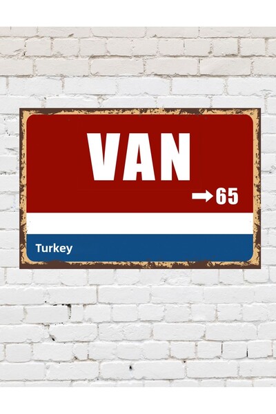 TABLOX Van 65 Placă Decorativă Oraș Pictură Retro MDF Pictură Lemn Semn Strad...