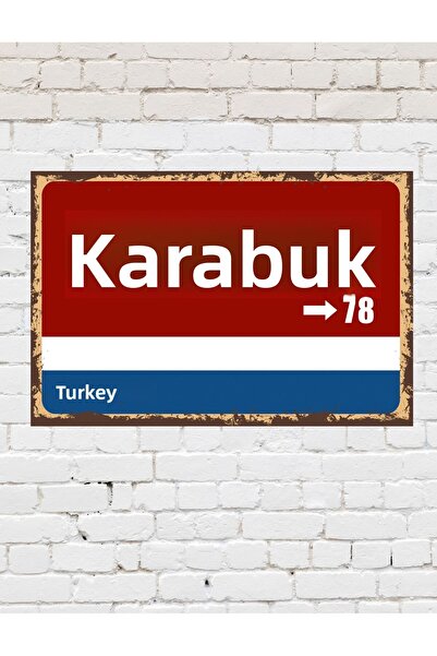 TABLOX Karabük 78 Placă decorativă oraș Tablou retro MDF Tablou din lemn Semn...