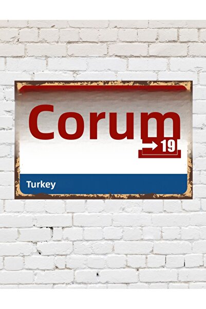 TABLOX Çorum 19 Placă decorativă oraș Tablou retro MDF Pictură din lemn Semn ...