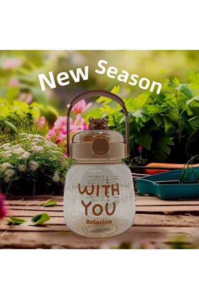 Relaxion ، شخصية مascot، هدية، حامل للرقبة، قارورة/زجاجة مياه بنية فاخرة مستوردة 1100 مل (450)