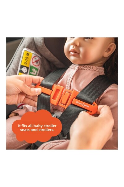 Gezenbebe Baby Safety Belt Clip – Compatible with Car Seats, Strollers & High Chairs | (Orange)