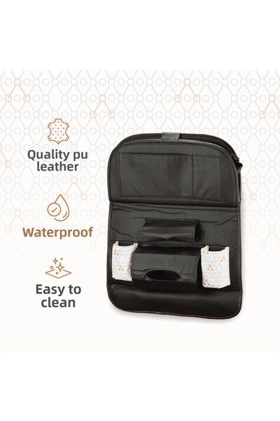 Gezenbebe Back Seat Organizer with Foldable Table – Removable Pu Leather In-Car Organizer