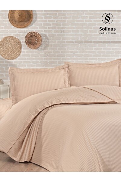 Solinas Collection Σετ παπλωματοθήκη Mirella Striped Mink 100% βαμβακερό σατέ...