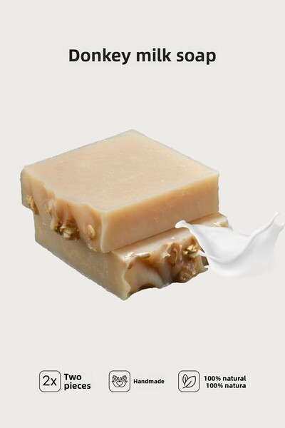 Cageartstudio صابون حليب الحمير الطبيعي 2 عبوة - 100% صناعة يدوية وطبيعي، صديق للبشرة، خالي من المواد الكيميائية (2 قطعة)