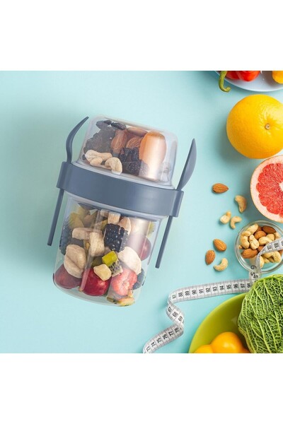 Righton 1100 ml Takengo Fruit Yogurt and Muesli Container with Spoon and Practical Portable Cup with Lid