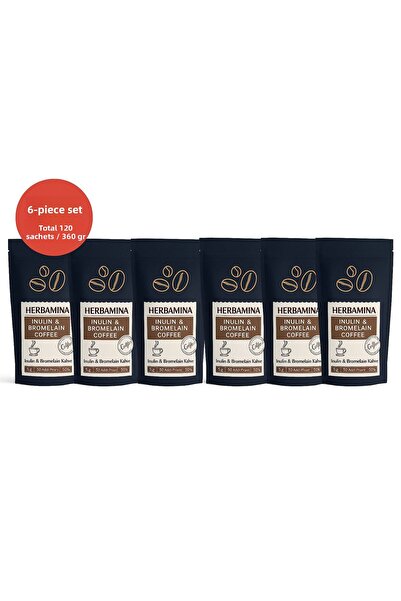 Herbamina 6 قطع من القهوة بالإنولين والبروميلين - 90 جرام