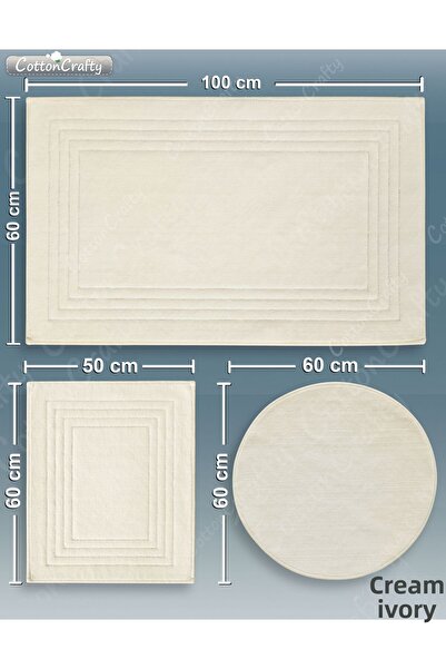 Cotton Crafty Σετ πατάκι μπάνιου από βαμβακερό υφαντό απορροφητικό νερό, χαλί μπάνιου, VERA, Σετ τουαλέτας 3 τεμαχίων 60x100-60x50-60x60