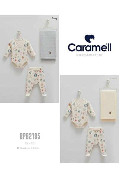 Caramell My Baby Kumsal Coton Body & Pants & Muslin Blanket 3-Piece Basic Set 2185