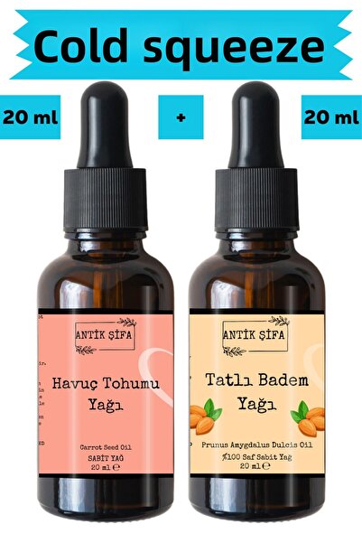 Antik Şifa Carrot Seed Oil and Sweet Almond Oil 2 X 20 ml - 100% Cold Pressed Pure