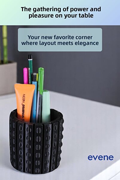 Evene Pen Holder Desk Pen Holder Organizer Pen Holder Black Color Model 91