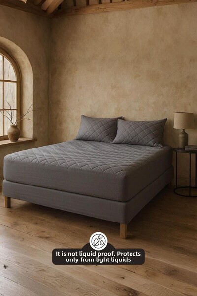 Nart Home Mattress and Pillow Top Set Cotton Quilted Fitted Full Edge Mattress Protector Gray