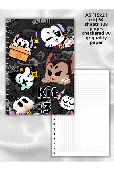 daily notebook KIT BRAWL STARS دفتر مدرسي مربع، 64 ورقة حلزونية مقاس A5 متوسط ​​(14 × 21 سم)