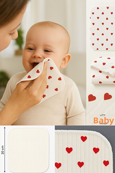 Trend Bebe Butik Set of 7 Tiny Heart Patterned 100% Cotton Ribbed Baby Mouth ...