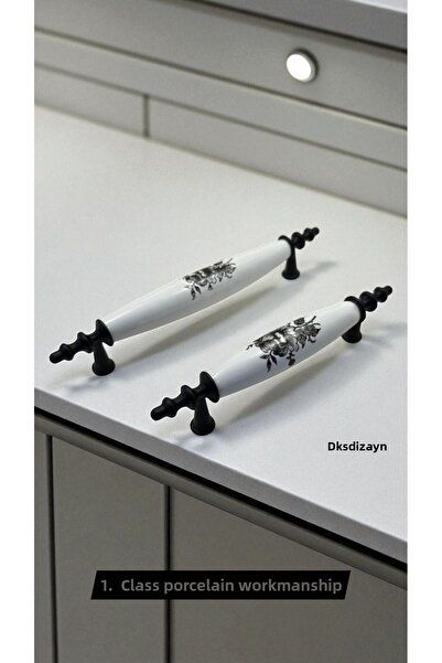 DKSDİZAYN 1. Clasa PORSELEN Mâner Mobilier Negru Sertar Mâner Dulap Bucătărie...