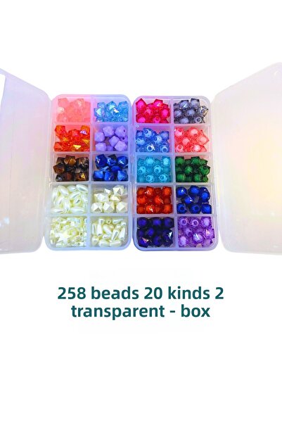 CSG BAZAAR Set de margele mixte de 258 bucăți 2 cutii |   Cubic, Cubic umplut, Star și Armut |   Material pentru bijuterii și hobby