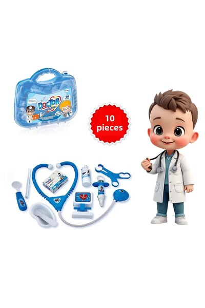 Shoplandu طقم دكتور مع حقيبة 10 قطع للاولاد اللون ازرق