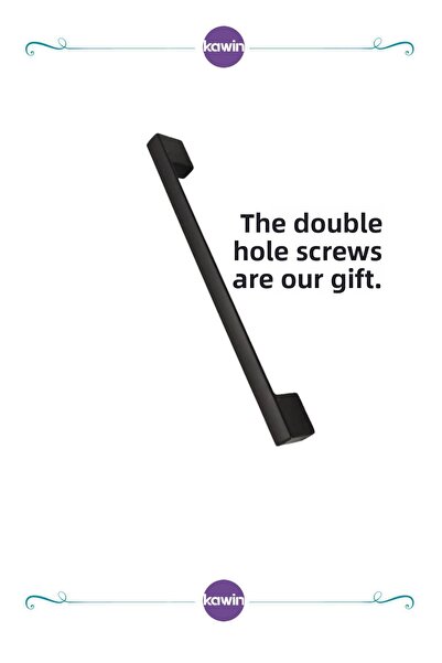 Kawin Mâner Bridge Black Matte Metal 192mm (19.2cm) pentru dulap cu șuruburi, noptieră, ScrewGift 18cm 19cm 20cm