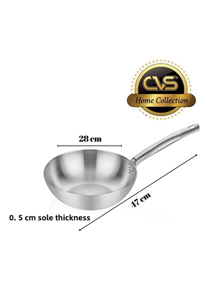 CVS DN 20042 مقلاة ووك من الفولاذ المقاوم للصدأ مقاس 28 سم