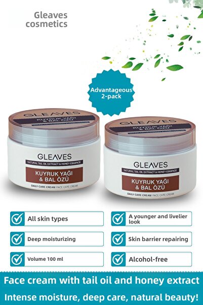 GLEAVES عبوة من قطعتين كريم مرطب طبيعي للعناية بالوجه مضاد للشيخوخة مع زيت ذي...