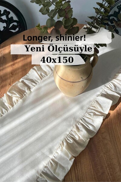 KAMİZ Ruffled Dowry Set Ruffled Linen Runner & 6-Piece Ruffled American Set Supla Set - Dowry Set