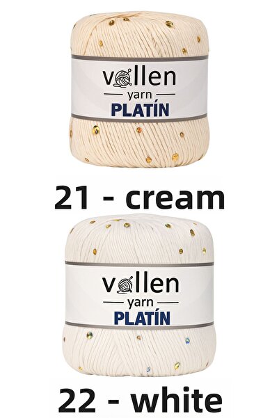 vollen yarn خيط محبوك من الترتر البلاتيني، كروشيه لامع وصوف متوافق مع الشواشب، أصفر