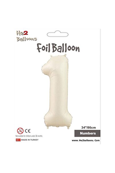 Vipfoni بالون رقم فويل 34 بوصة/ 86 سم كريمي -1-