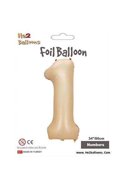 Vipfoni 1 Number Caramel Foil Balloon 34"