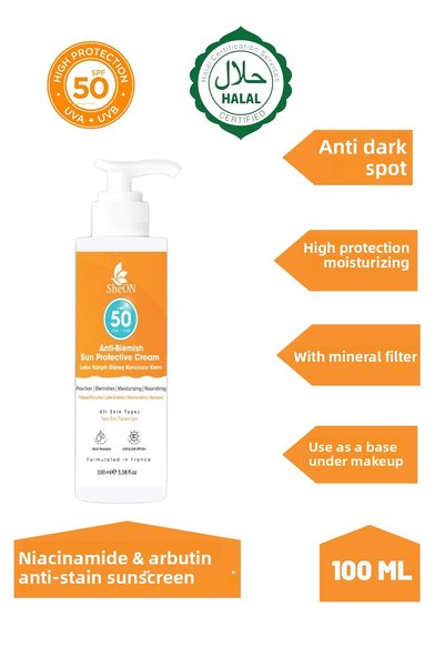 SheON Cream SPF 50 - Anti-Blemish, Alpha Arbutin and Niacinamide, Skin Tone Equalizer