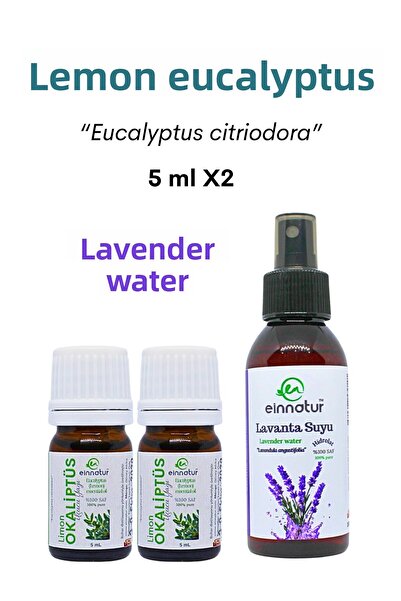 EinNatur 2 قطعة ليمون أوكالبتوس 5 مل وعصير لافندر 100 مل، E. citriodora، L. o...