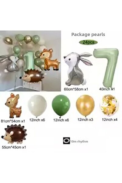 DÜVENCİ TİCARET بالونات من رقائق الفويل على شكل حيوانات الغابة، أرنب، قنفذ، غزال