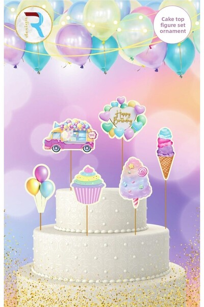 MFM تزيين علوي للكيك بطابع الآيس كريم 6 قطع