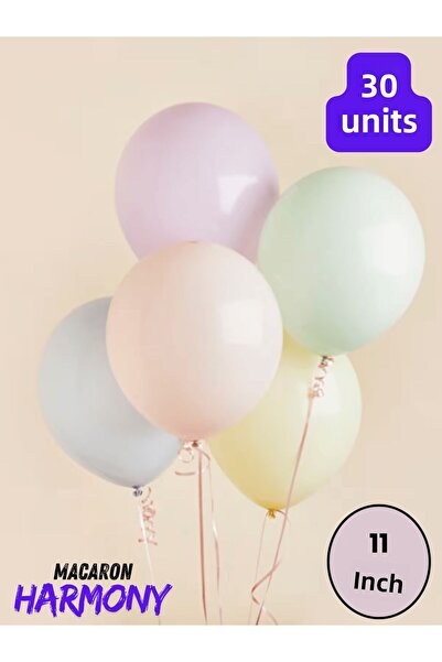 Bunloon مجموعة بالونات ماكارون هارموني - مجموعة بالونات وردية وبلو وجرين وبنف...