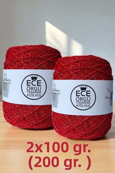 Ece Örgü Tasarım Atölyesi Κόκκινο τιρκουάζ νήμα πλεξίματος στο χέρι με λευκή ...