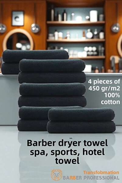 Transformacion Hairdresser Barber Towel 10 Pcs Cotton Barber Towel 50X90 Black 721905