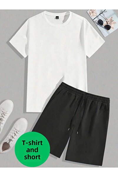 THE WHITE طقم تي شيرت قصير برقبة دائرية للرجال