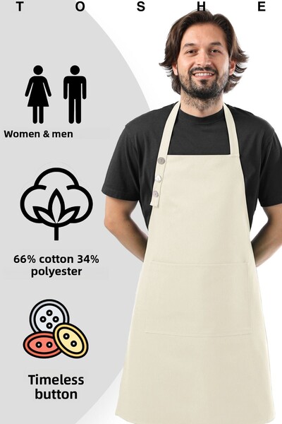 TOSHE Kitchen Apron Waterproof Chef Apron with 2 Wide Pockets Barista Apron Apron